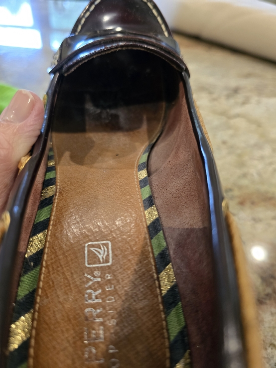 Sperry Dark Brown Leather Chunky-Heel Loafers with Gold Eyelets - Picture 5 of 5